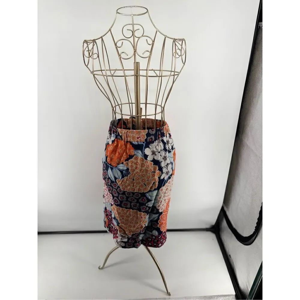 Boden Floral Print Mini Skirt Elastic Waist Navy Size 8L